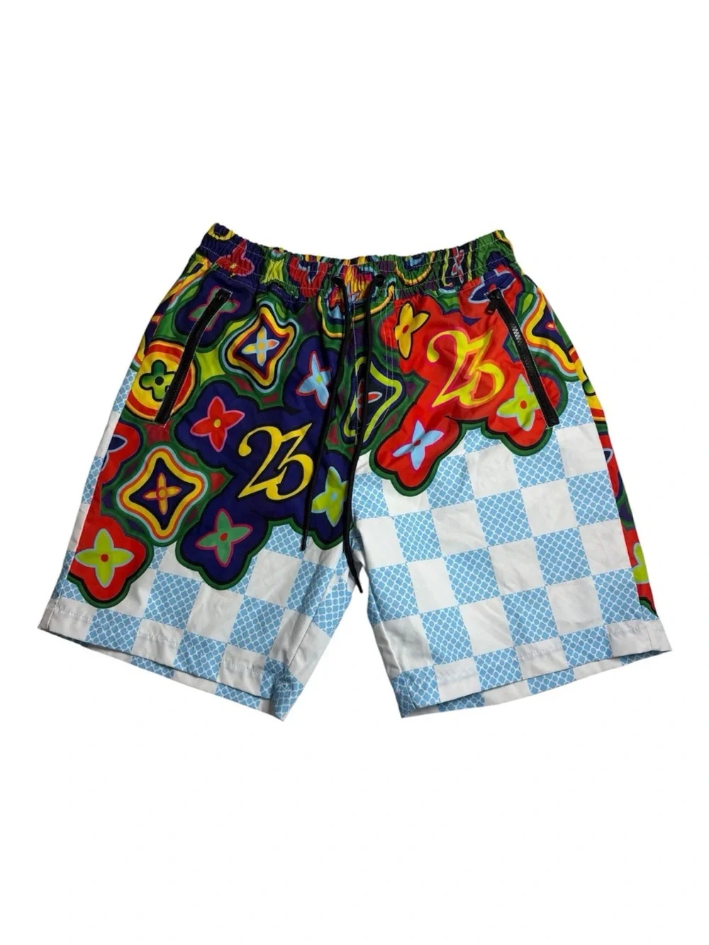 Two Thr33 Originals Mens Large Swim Shorts Abstract Pattern Drawstring 7.5
